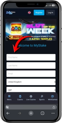 Fill the form MyStake